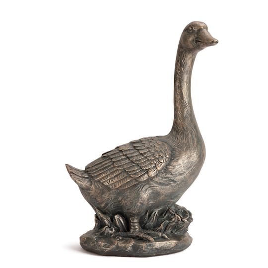 Glitzhome® 20" MGO Faux Bronze Goose Garden Statue